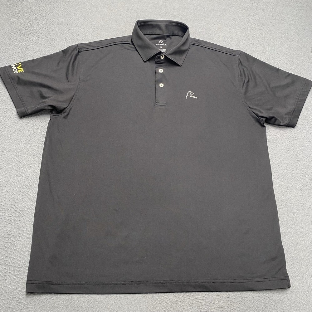 Rhoback Polo Shirt Mens Large Gray Stretch Performance Golf Drive Change Logo